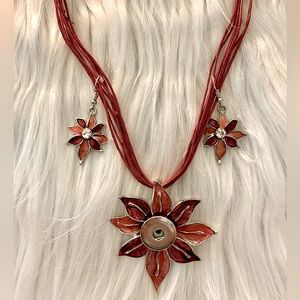 Red Snap Necklace with Matching earrings
